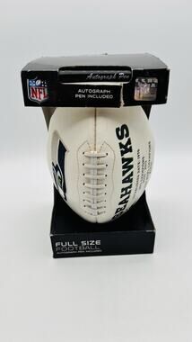 New SEATTLE SEAHAWKS FULL SIZE FOOTBALL NFL 2014 White AUTOGRAPH PEN In Box
